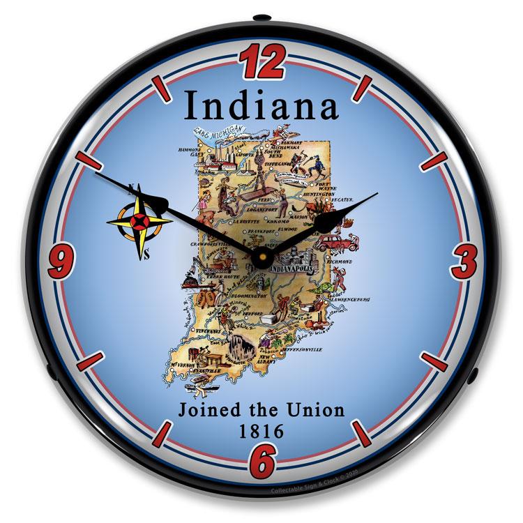 State of Indiana LED Clock-LED Clocks-Grease Monkey Garage