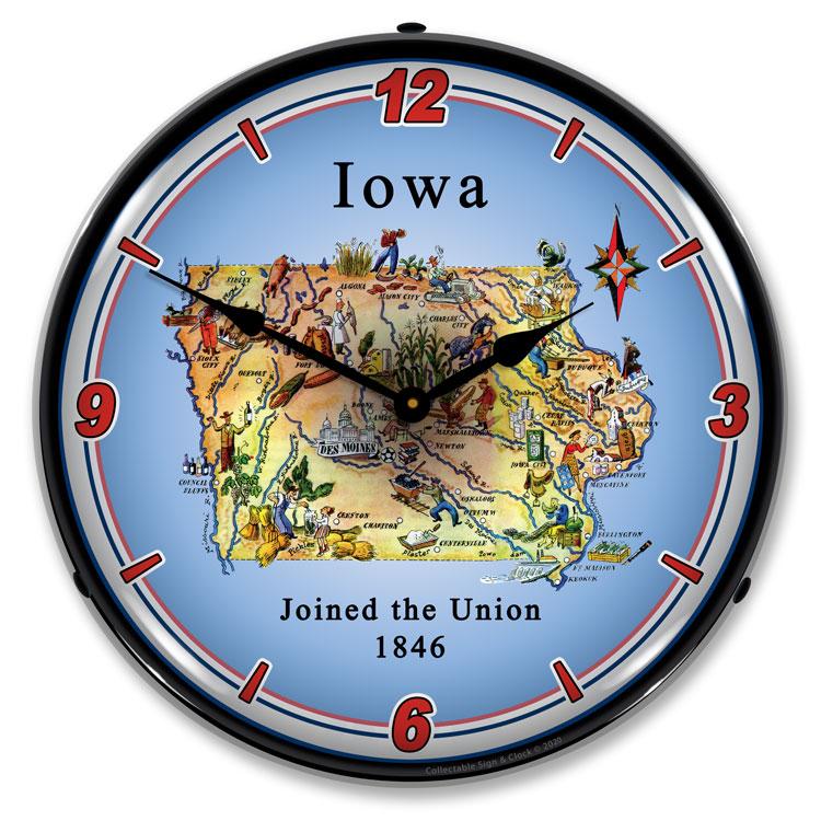 State of Iowa LED Clock-LED Clocks-Grease Monkey Garage