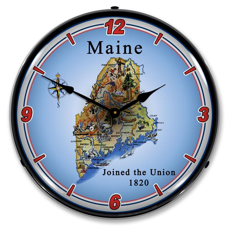 State of Maine LED Clock-LED Clocks-Grease Monkey Garage