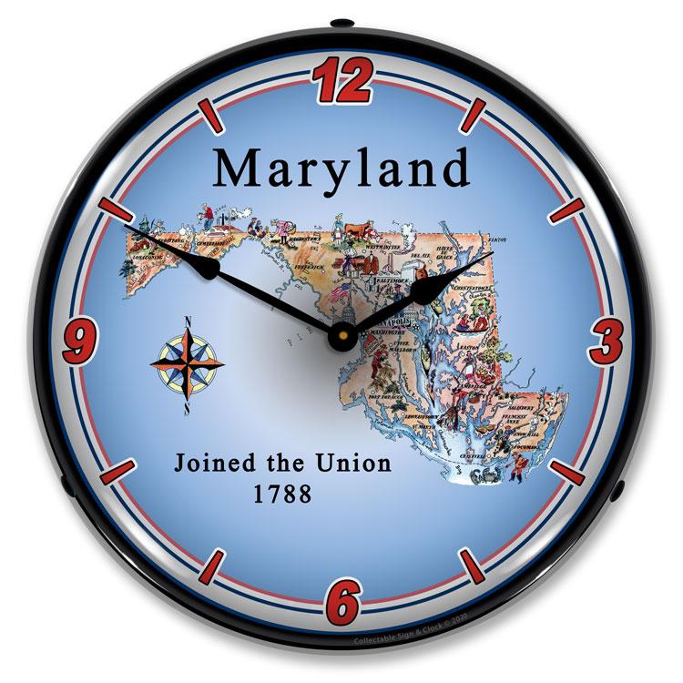 State of Maryland LED Clock-LED Clocks-Grease Monkey Garage