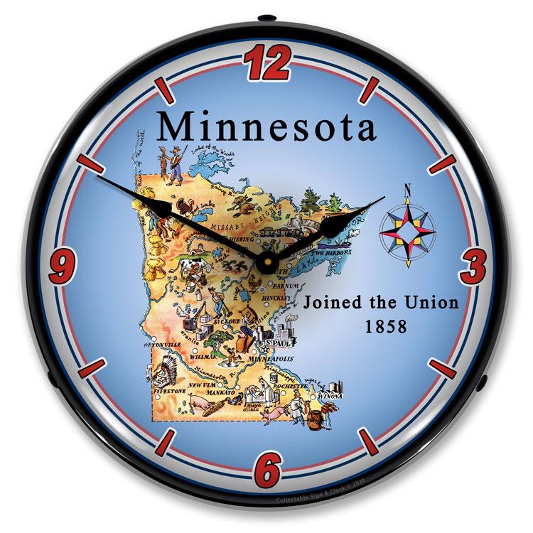 State of Minnesota LED Clock-LED Clocks-Grease Monkey Garage