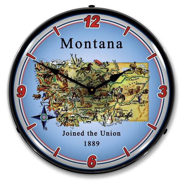 State of Montana LED Clock-LED Clocks-Grease Monkey Garage