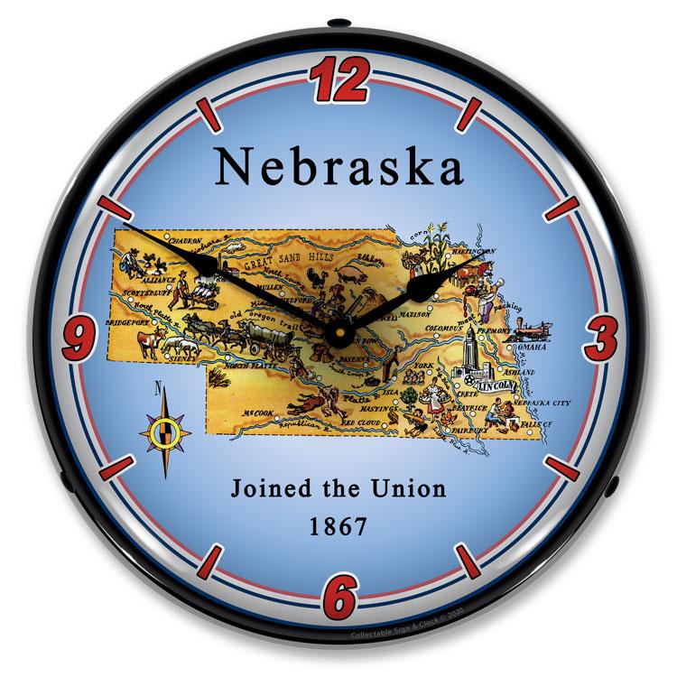 State of Nebraska LED Clock-LED Clocks-Grease Monkey Garage