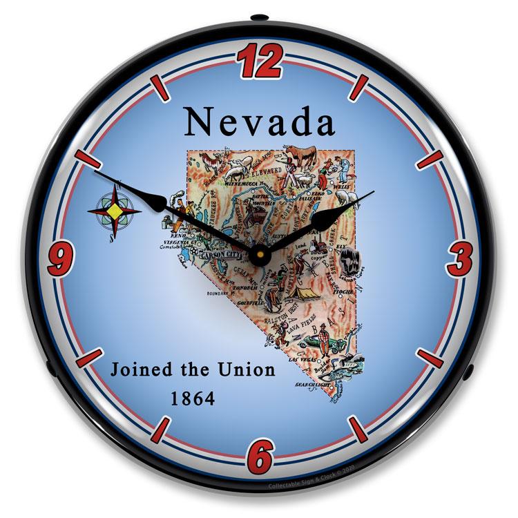 State of Nevada LED Clock-LED Clocks-Grease Monkey Garage