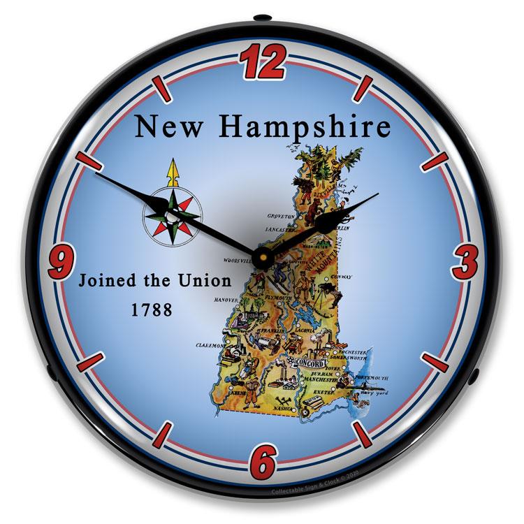 State of New Hampshire LED Clock-LED Clocks-Grease Monkey Garage