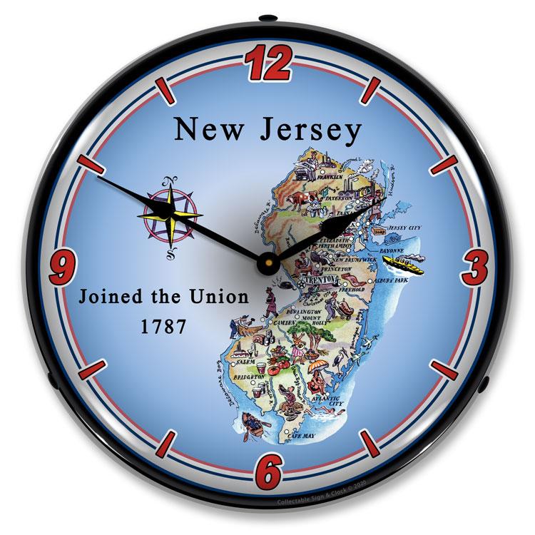 State of New Jersey LED Clock-LED Clocks-Grease Monkey Garage