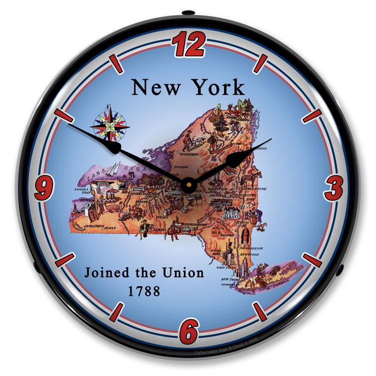 State of New York LED Clock-LED Clocks-Grease Monkey Garage