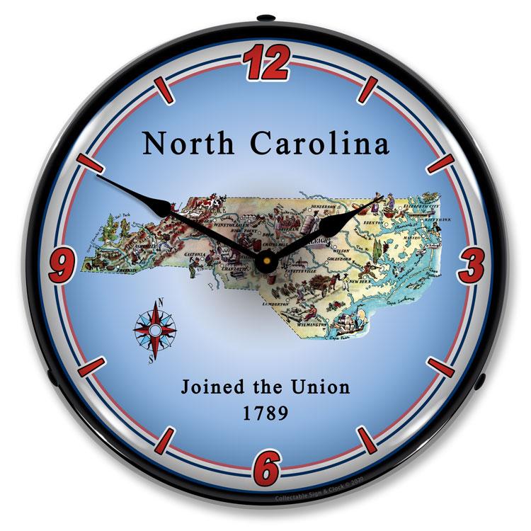State of North Carolina LED Clock-LED Clocks-Grease Monkey Garage