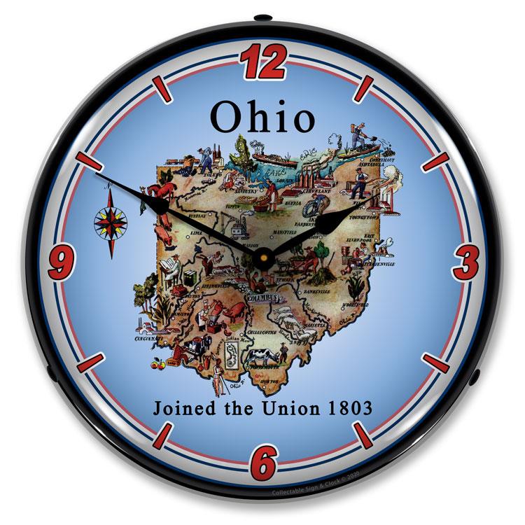 State of Ohio LED Clock-LED Clocks-Grease Monkey Garage