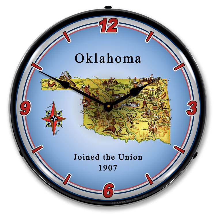 State of Oklahoma LED Clock-LED Clocks-Grease Monkey Garage