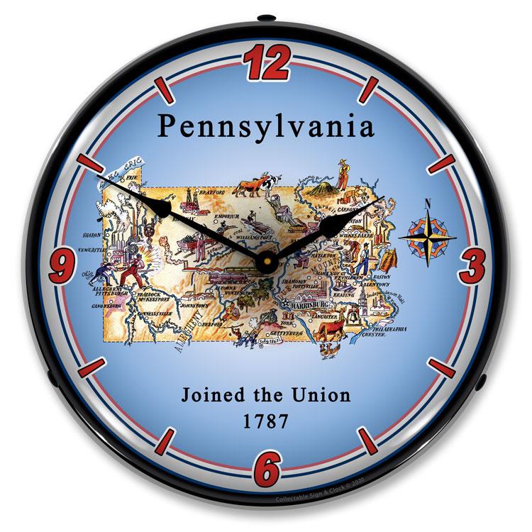 State of Pennsylvania LED Clock-LED Clocks-Grease Monkey Garage