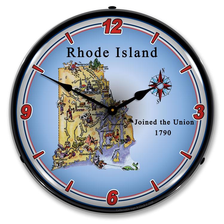 State of Rhode Island LED Clock-LED Clocks-Grease Monkey Garage
