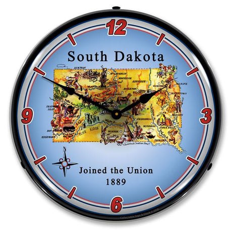 State of South Dakota LED Clock-LED Clocks-Grease Monkey Garage