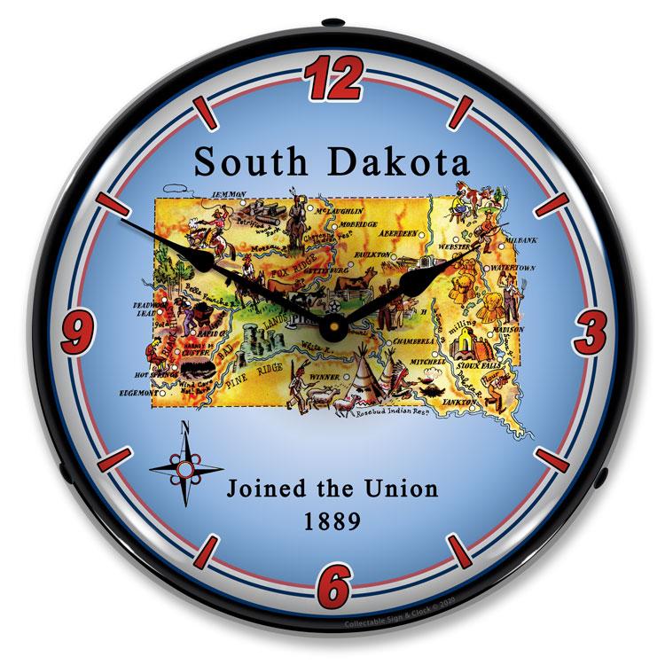 State of South Dakota LED Clock-LED Clocks-Grease Monkey Garage