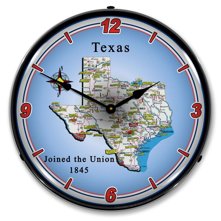 State of Texas LED Clock-LED Clocks-Grease Monkey Garage