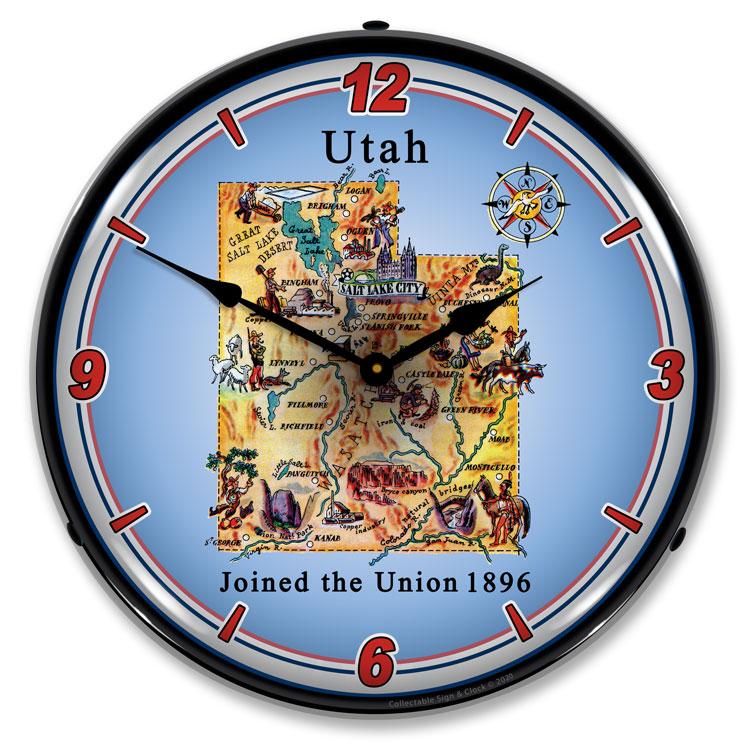 State of Utah LED Clock-LED Clocks-Grease Monkey Garage