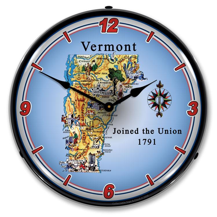 State of Vermont LED Clock-LED Clocks-Grease Monkey Garage