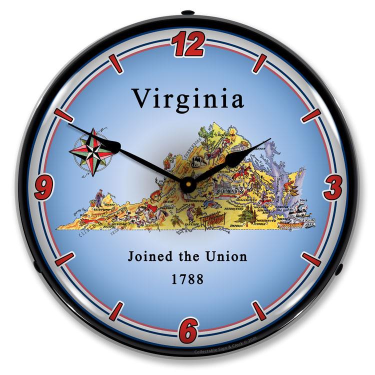 State of Virginia LED Clock-LED Clocks-Grease Monkey Garage