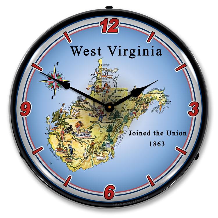 State of West Virginia LED Clock-LED Clocks-Grease Monkey Garage