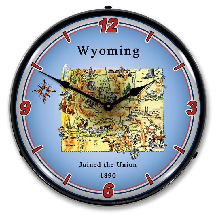 State of Wyoming LED Clock-LED Clocks-Grease Monkey Garage