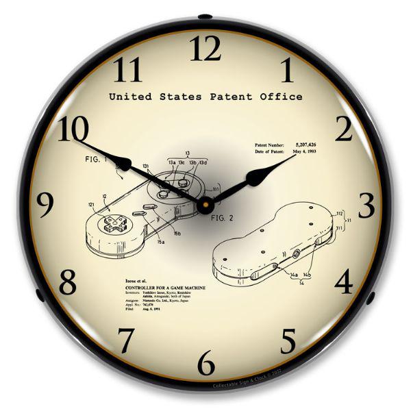Super Nintendo Controller 1991 Patent Backlit LED Clock-LED Clocks-Grease Monkey Garage