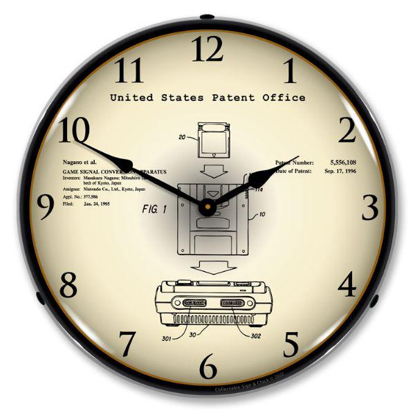 Super Nintendo Game 1995 Patent Backlit LED Clock-LED Clocks-Grease Monkey Garage