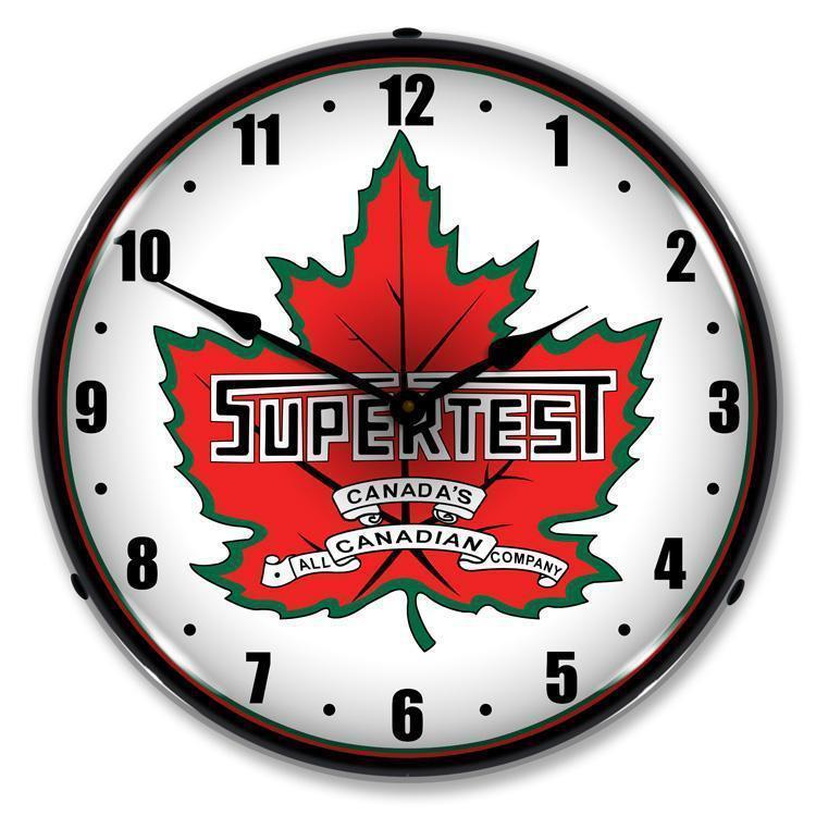 Supertest Gasoline Backlit LED Clock-LED Clocks-Grease Monkey Garage
