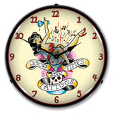 Tattoo Girl in Glass LED Clock-LED Clocks-Grease Monkey Garage