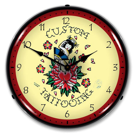 Tattoo Rose LED Clock-LED Clocks-Grease Monkey Garage