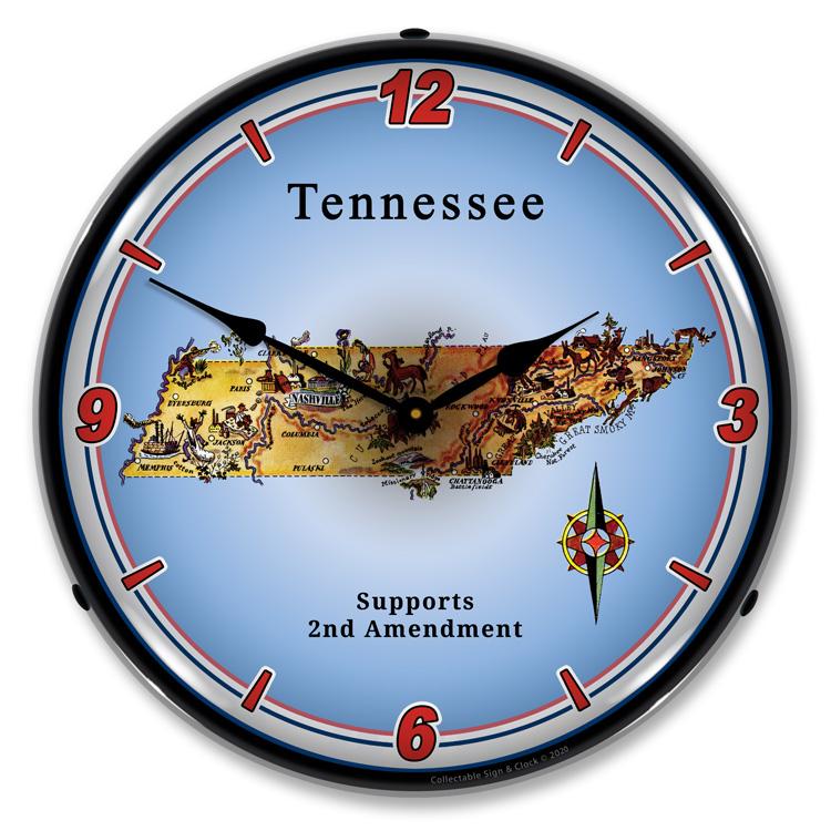 Tennessee Supports the 2nd Amendment LED Clock-LED Clocks-Grease Monkey Garage