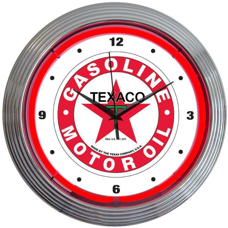 Texaco Gasoline Neon Clock-Clocks-Grease Monkey Garage