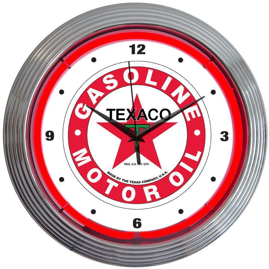 Texaco Gasoline Neon Clock-Clocks-Grease Monkey Garage