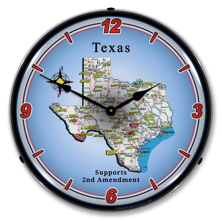 Texas Supports the 2nd Amendment LED Clock-LED Clocks-Grease Monkey Garage