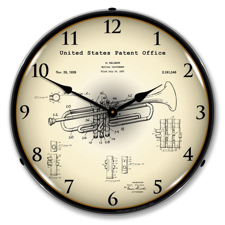 Trumpet 1937 Patent LED Clock-LED Clocks-Grease Monkey Garage