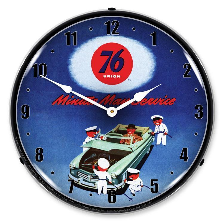 Union 76 Minute Man Service Backlit LED Clock-LED Clocks-Grease Monkey Garage