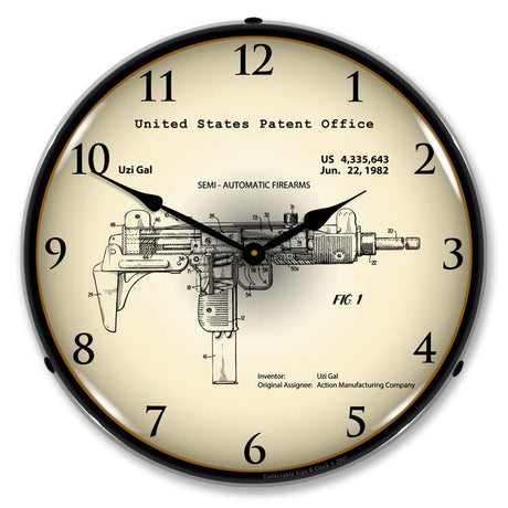 Uzi Submachine Gun 1982 Patent LED Clock-LED Clocks-Grease Monkey Garage