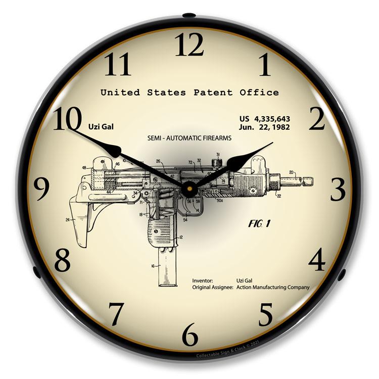 Uzi Submachine Gun 1982 Patent LED Clock-LED Clocks-Grease Monkey Garage