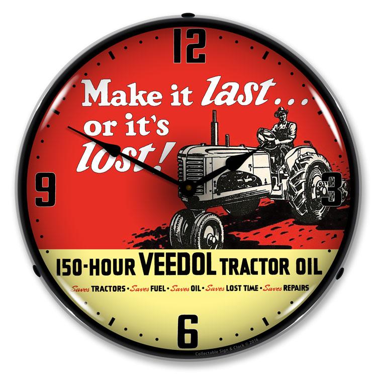 Veedol Tractor Oil LED Clock-LED Clocks-Grease Monkey Garage