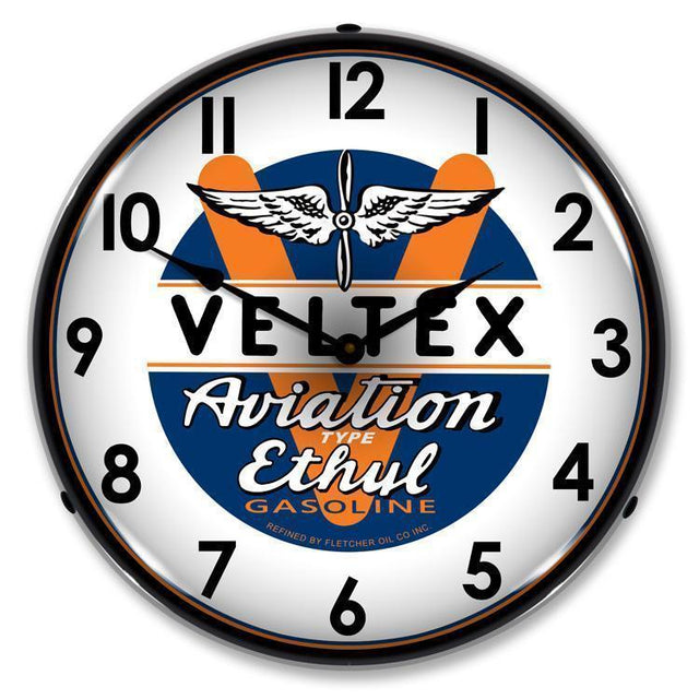 Veltex Aviation Gasoline Backlit LED Clock-LED Clocks-Grease Monkey Garage