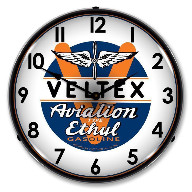 Veltex Aviation Gasoline Backlit LED Clock-LED Clocks-Grease Monkey Garage