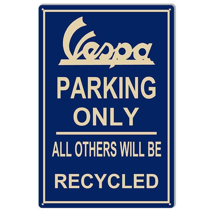 Vespa Parking Only Metal Sign-Metal Signs-Grease Monkey Garage