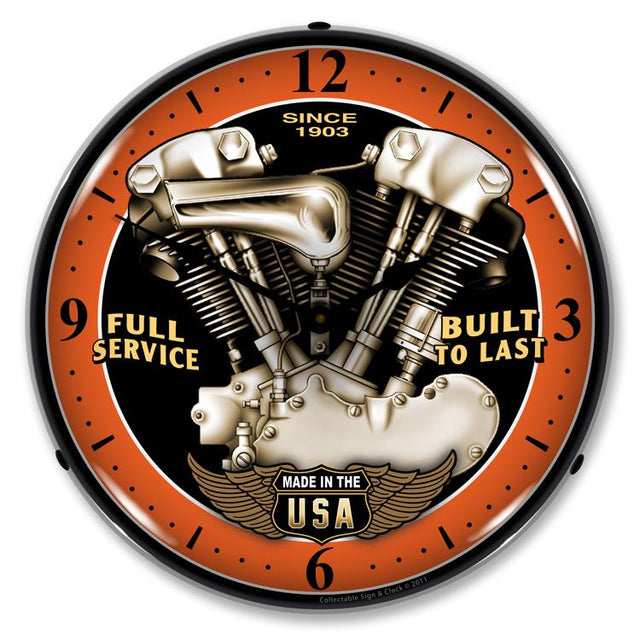 Vintage V Twin LED Clock-LED Clocks-Grease Monkey Garage