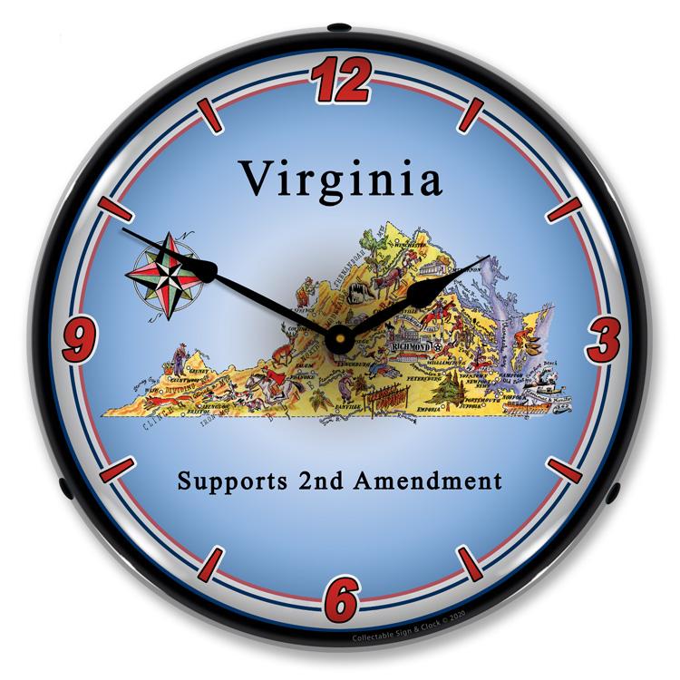 Virginia Supports the 2nd Amendment LED Clock-LED Clocks-Grease Monkey Garage