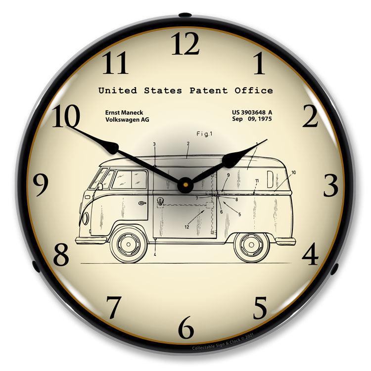 Volkswagen Bus 1975 Patent Backlit LED Clock-LED Clocks-Grease Monkey Garage