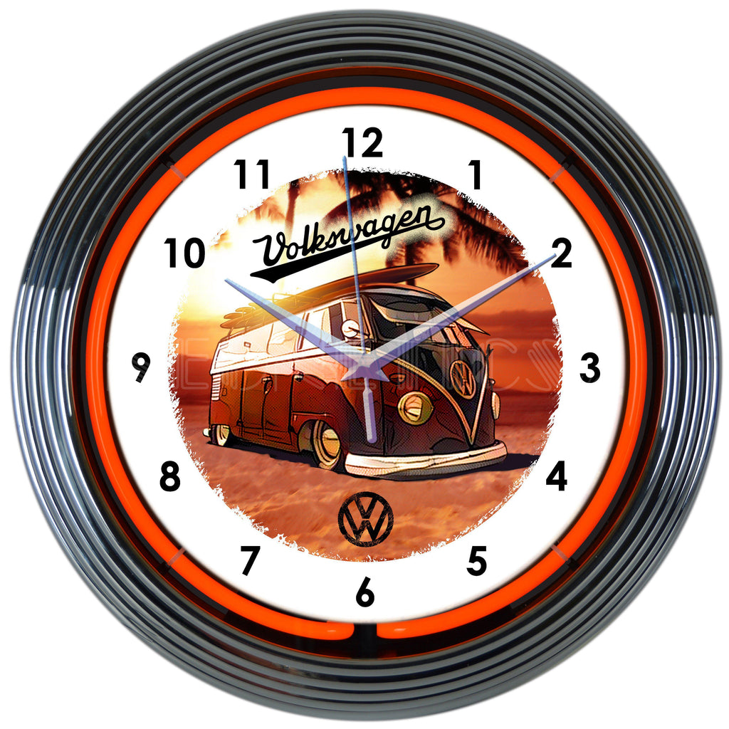 Volkswagen Bus Neon Clock-Clocks-Grease Monkey Garage
