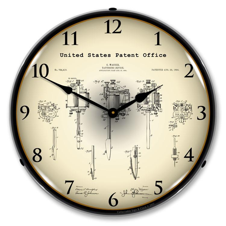 Wagner Tattoo Device 1904 Patent LED Clock-LED Clocks-Grease Monkey Garage