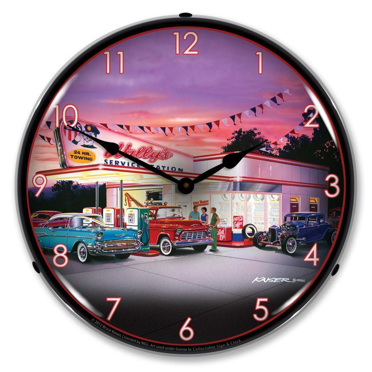 Wally's Service Station LED Clock-LED Clocks-Grease Monkey Garage