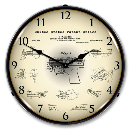 Walther PPK Firearm 1911 Patent LED Clock-LED Clocks-Grease Monkey Garage