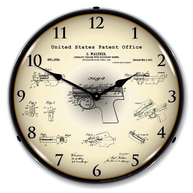 Walther PPK Firearm 1911 Patent LED Clock-LED Clocks-Grease Monkey Garage