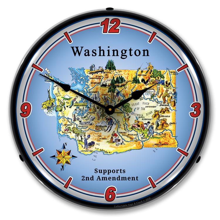 Washington Supports the 2nd Amendment LED Clock-LED Clocks-Grease Monkey Garage